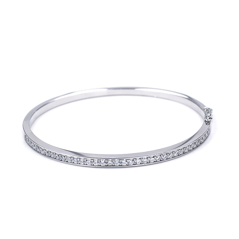 Bracciale Rigido placcato in Oro Bianco e Moissanite