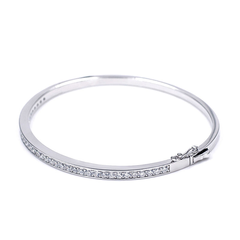 Bracciale Rigido placcato in Oro Bianco e Moissanite