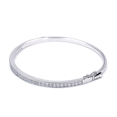 Bracciale Rigido placcato in Oro Bianco e Moissanite