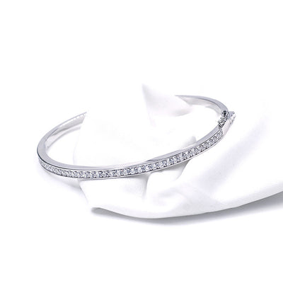 Bracciale Rigido placcato in Oro Bianco e Moissanite