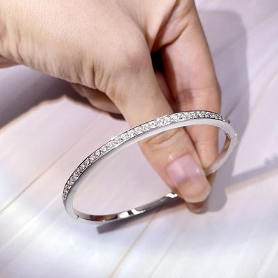 Bracciale Rigido placcato in Oro Bianco e Moissanite