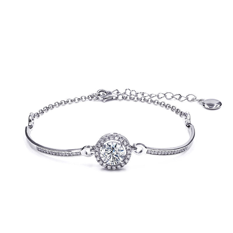 Bracciale Moon placcato in Oro Bianco con Moissanite