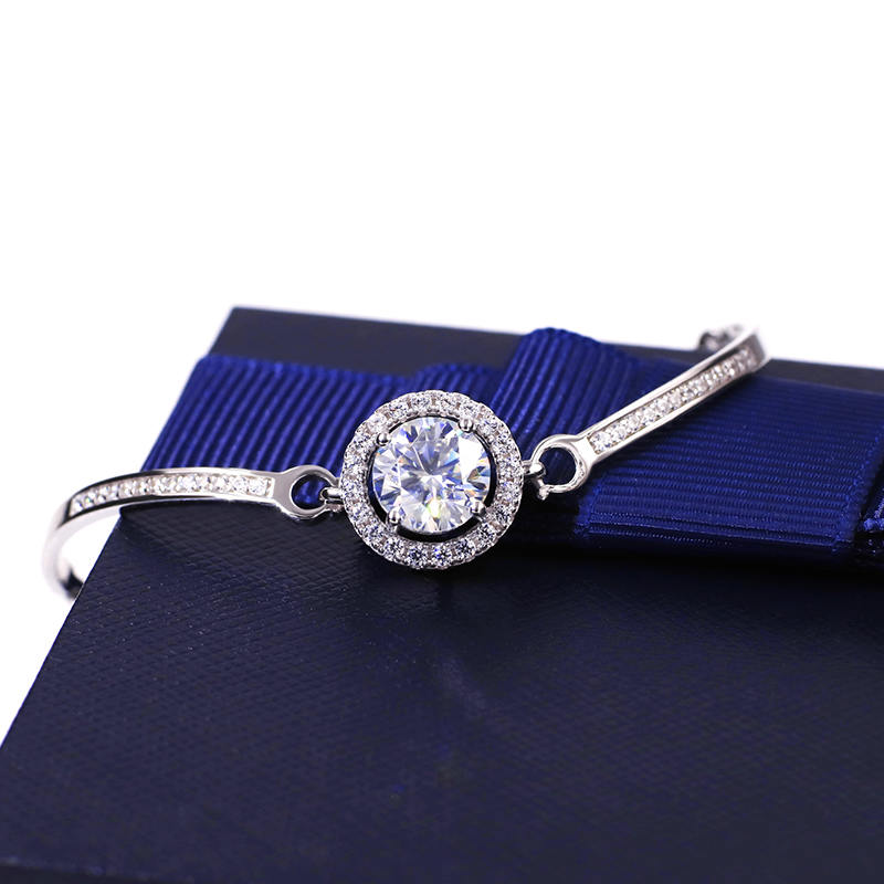 Bracciale Moon placcato in Oro Bianco con Moissanite