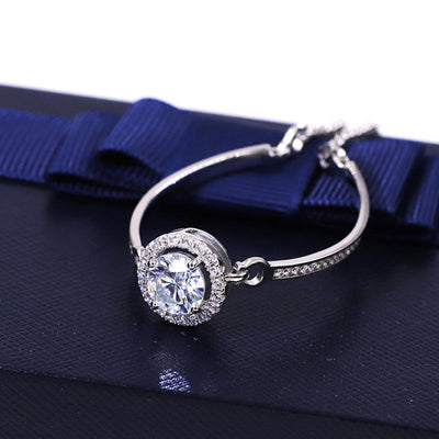 Bracciale Moon placcato in Oro Bianco con Moissanite