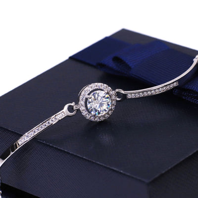 Bracciale Moon placcato in Oro Bianco con Moissanite