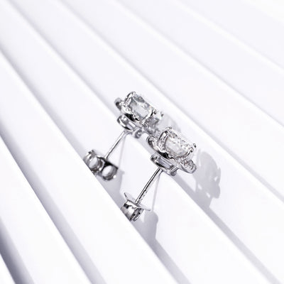 Orecchini in Argento 925 con Moissanite Taglio Brillante