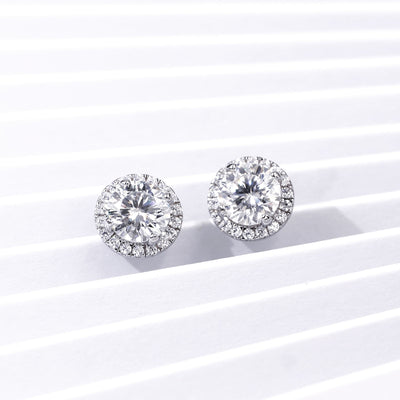 Orecchini in Argento 925 con Moissanite Taglio Brillante