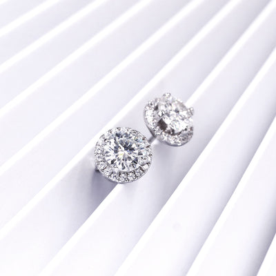 Orecchini in Argento 925 con Moissanite Taglio Brillante