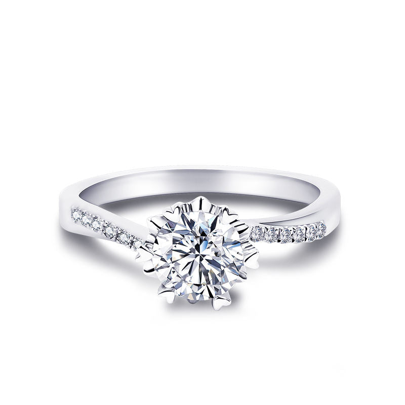 Anello Solitario in Argento 925  con Moissanite di Taglio a Stella
