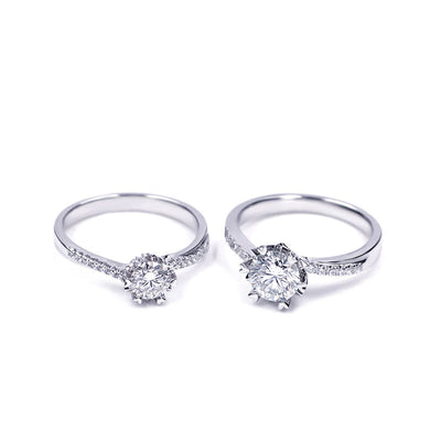 Anello Solitario in Argento 925  con Moissanite di Taglio a Stella